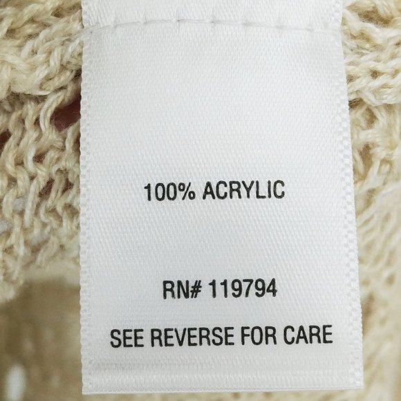 One World Open Weave Cream Knit Duster Size Medium - Picture 6 of 6